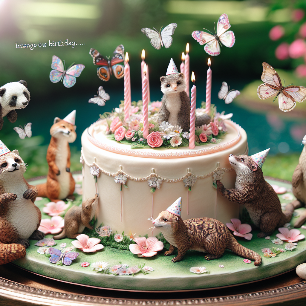 Imagine a whimsical Birthday Party in a serene garden where realism merges with cuteness. You see lifelike, adorable animals of various species, each one wearing a tiny party hat. These animals represent the lively spirit of the festivities. The centerpiece of this enchanting event is a beautifully crafted birthday cake, artfully decorated with delicate, hand-painted butterflies. These butterflies symbolize the transformation and growth associated with birthdays and serve as a reminder that the celebration is for someone special who is turning four years old.
Generated with these themes: You are invited to, Birthday Party, and Is Turning 4.
Made with ❤️ by AI.