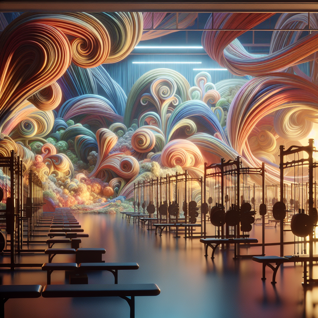 Imagine a fantastical gym environment, engulfed in the soft light of dusk. The gym equipment including weight racks and benches, are constructed out of tangled swirls of colorful ribbons that seem to defy the logic of reality. The atmosphere is filled with the calming sound of orchestral lullabies that inspire peaceful rest. In the distance, there's a large black-and-white mural showing the energetic scene of a grill bristling with a variety of sizzling meats. Despite its seemingly mundane subject, the mural seamlessly weaves itself into the dreamy surroundings like it's a normal part of this extraordinary relaxing tableau.
Generated with these themes: Gym, Naps , and Meat .
Made with ❤️ by AI.