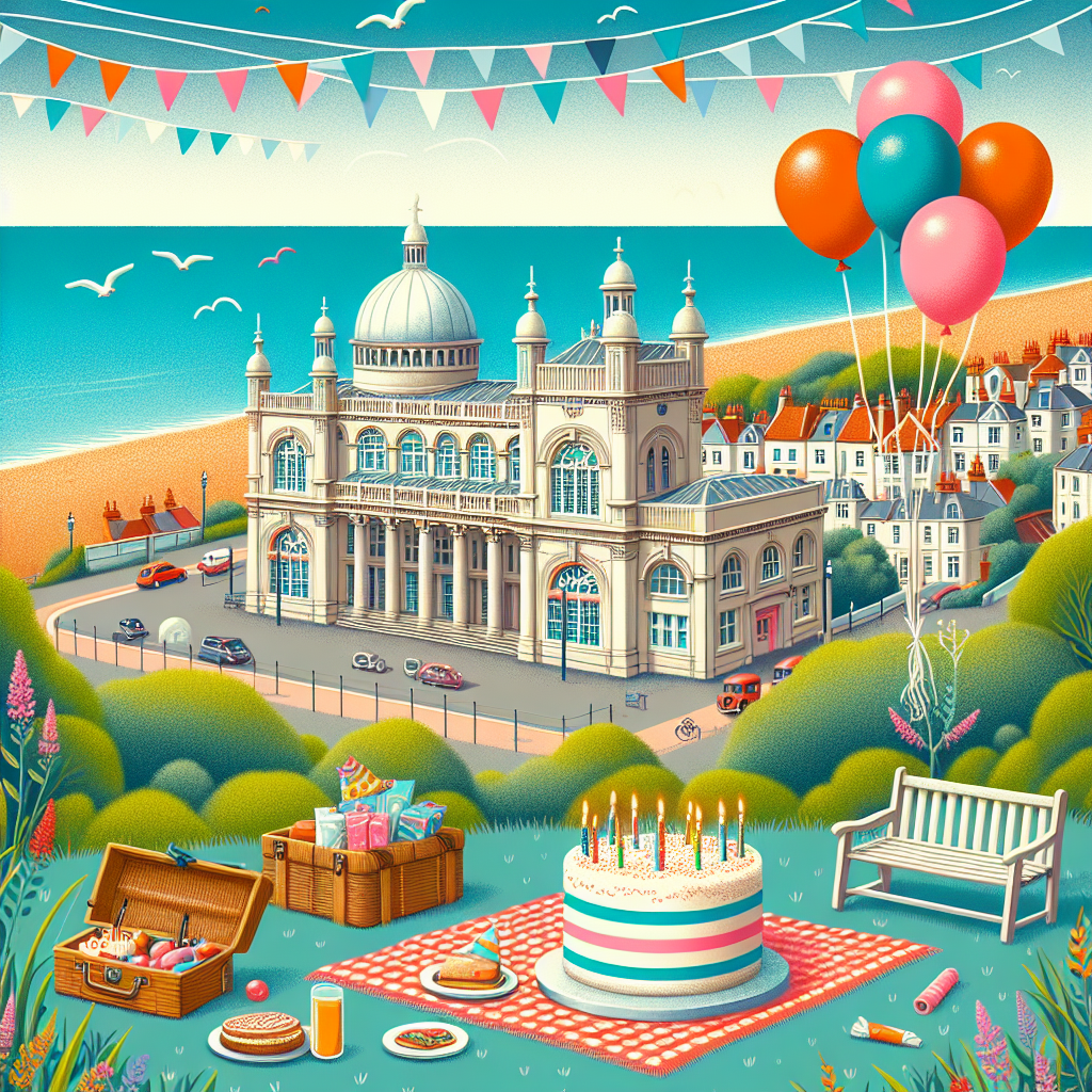 Design an endearing illustration that captures the local charm of a quaint town, with a notable building similar to the architecture of Stoke Newington serving as a delightful backdrop. The building is adorned with vibrant balloons and festive streamers. In the foreground, there is a birthday cake resting on a picnic blanket, inviting the viewer into the festivity. The serene coastline, reminiscent of Brighton & Hove, stretches across the horizon, adding an element of natural beauty to the picture. The entire scene is infused with a strong sense of celebration and community spirit.
Generated with these themes: Stoke newington, Fox reformed, and Brighton & hove.
Made with ❤️ by AI.