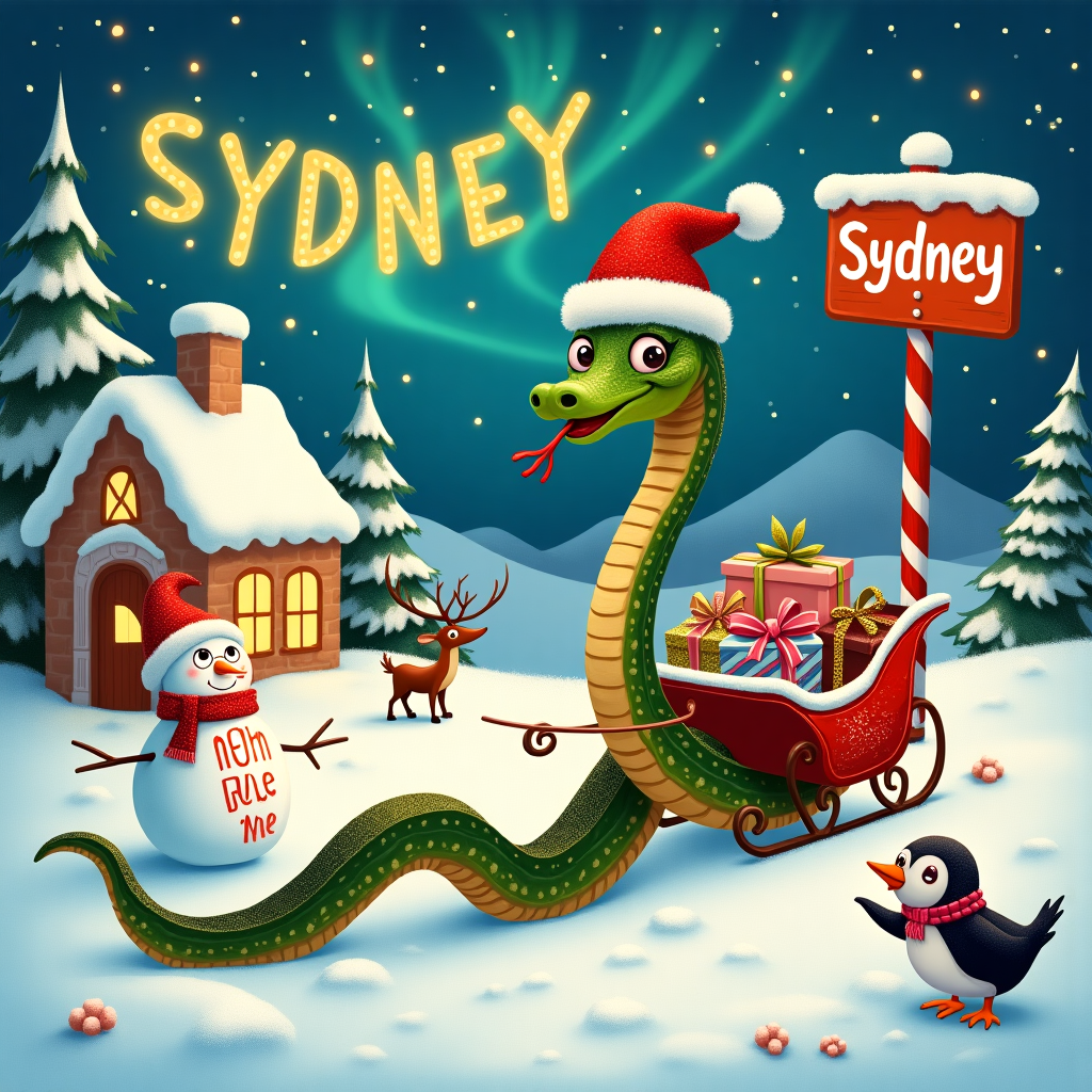 Snake santa Christmas Card