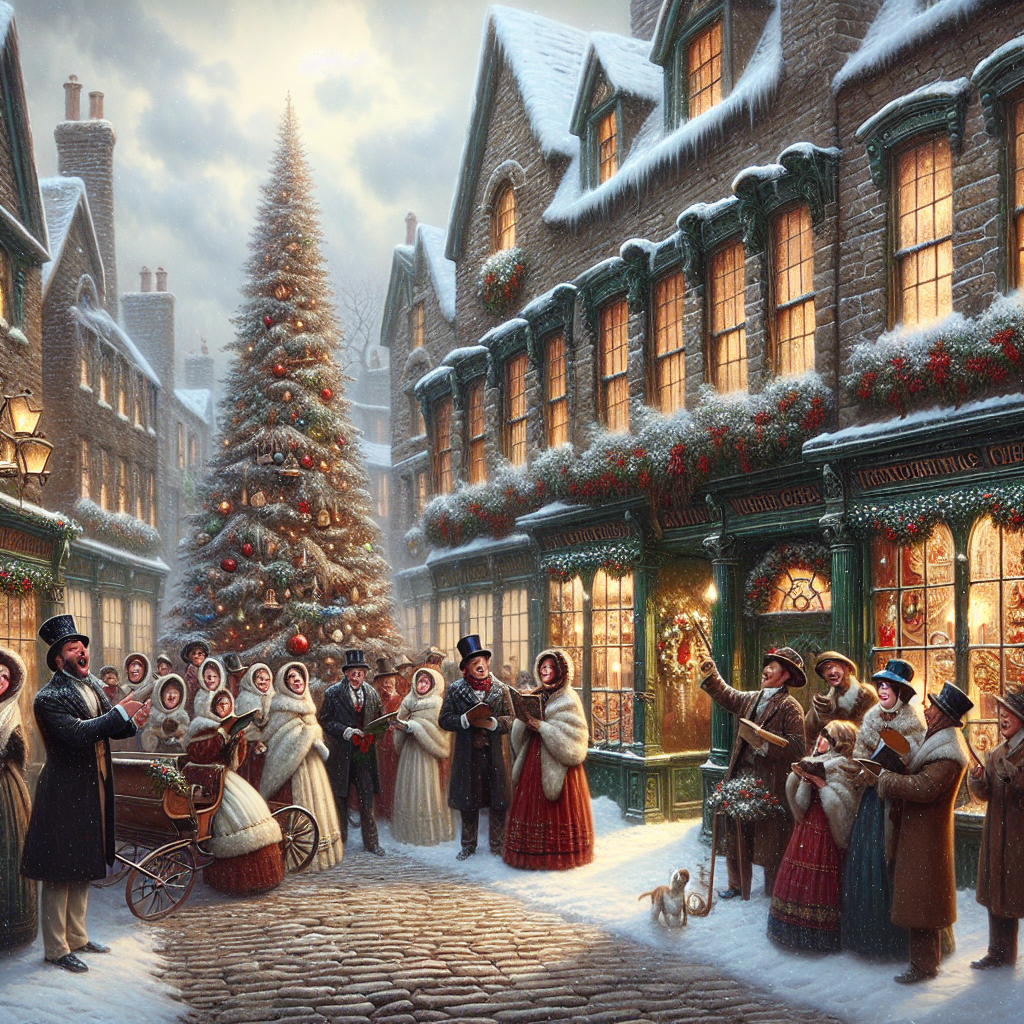 A charming Victorian Christmas street scene unfolds with snow-dusted cobblestone streets and festive decorations adorning the antique shop fronts. Twinkling lights frame the windows, casting a warm glow on passersby wrapped in period attire. A grand Christmas tree stands at the center, surrounded by cheerful carolers and a quaint horse-drawn sleigh adding to the timeless holiday cheer.
Generated with these themes: Victorian Christmas street scene .
Made with ❤️ by AI.