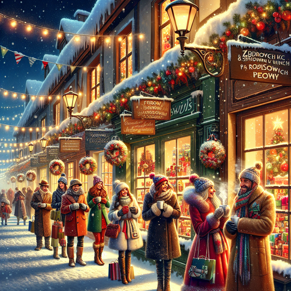 A quaint village street lined with snow-capped boutiques, all glowing with warm fairy lights, brings forth yuletide cheer. Characters in colorful winter gear can be seen window-shopping and holding steaming cups of cocoa. Above them, strung between streetlamps, banners stream the warm wishes of 'Zdrowych i spokojnych Świąt Bożego Narodzenia pełnych spokoju i rodzinnego ciepła, a także wielu szczęśliwych chwil, sukcesów i pomyślności w Nowym Roku! Życzą pracownicy Działu Informatyki.'
Generated with these themes: Places.
Made with ❤️ by AI.