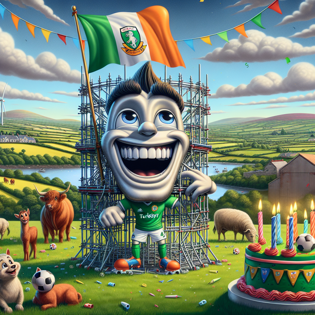 Amidst the vibrant landscape of Ireland, an animated scaffold structure with anthropomorphic features is celebrating its birthday. A flag of a popular football club pridefully flapsa at the top of the structure. The scaffold flashes a radiant smile, a result of his fresh dental work from Turkey. He is surrounded by various farm animals and an idyllic view of his much-loved rural surrounds. A football-themed cake, decorated with motifs of his favourite team, awaits him, mirroring the excitement of the celebration.
Generated with these themes: Tony is a scaffolding who has just had brand new teeth in Turkey. He is an avid Leeds United fan and lives in the middle of the countryside in ireland.
Made with ❤️ by AI.