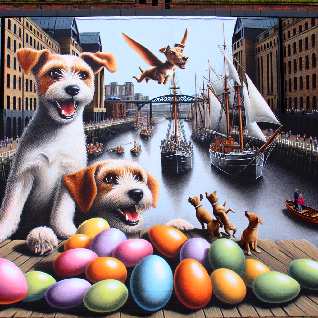 Dogs, films, Newcastle Easter Card