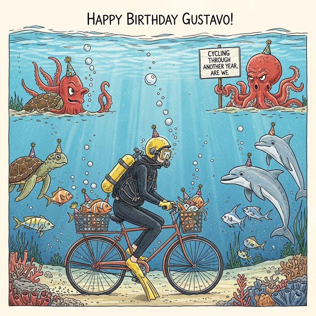 Scuba diving, Biking, and Birthday Card