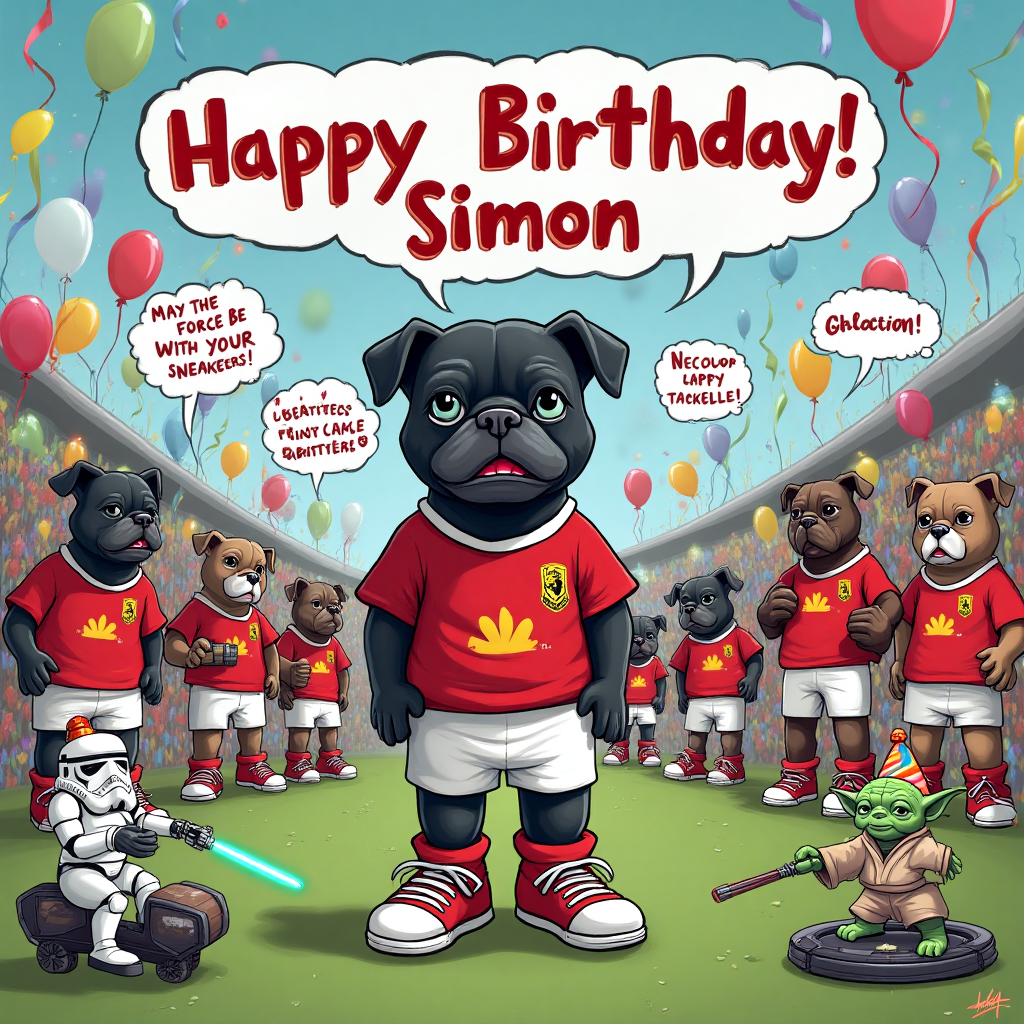 Adidas sneakers, Black pug called George, His mates from the 2005 Lions tour, Star Wars collectible toys, and Birthday Card