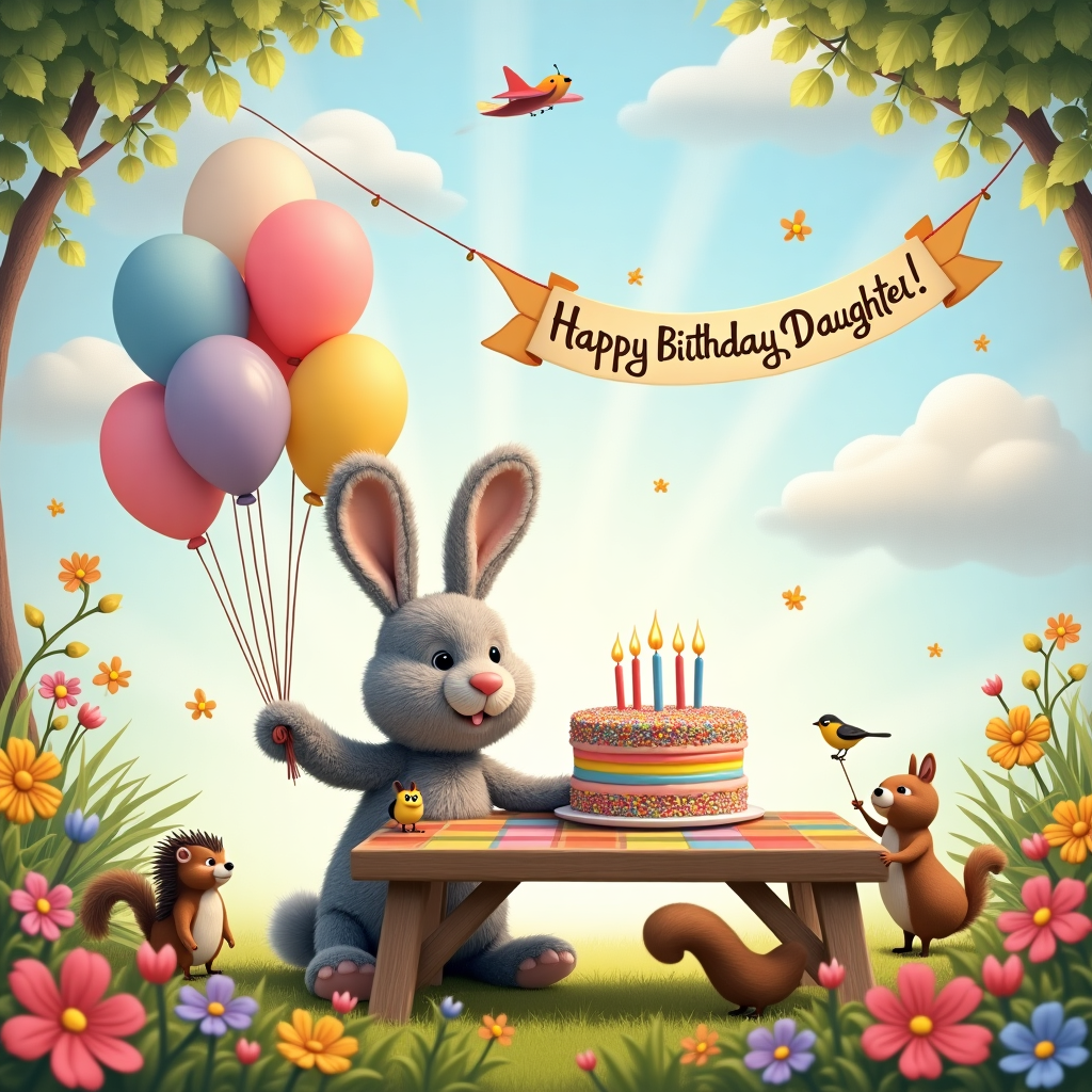 Jellycat rabbit Birthday Card