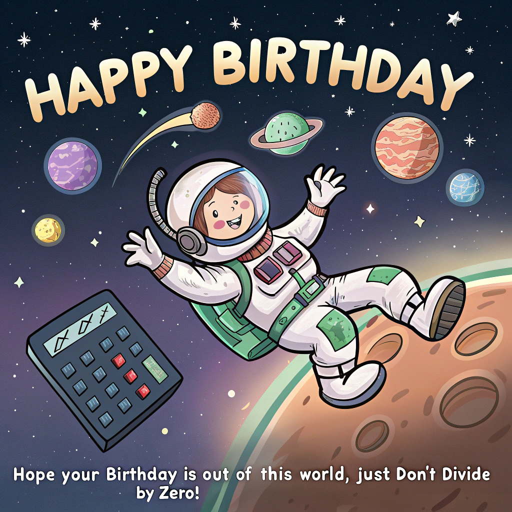 Maths, space, and Birthday Card