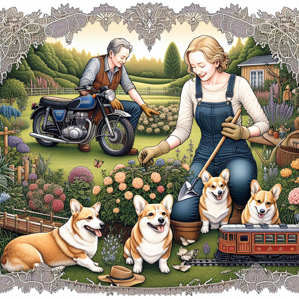 The illustration exhibits an enchanting scene of a Caucasian married couple deeply involved in gardening in a tranquil garden, encircled by their cherished Corgis. Their adventure interest is indicated by an old Yamaha motorcycle parked at one corner. In the background, there's a playful miniature train track, adding a whimsical charm. Introducing a sense of timeless love and carefree joy, the overall image's design incorporates intricate lace motifs, commemorating their lace anniversary.
Generated with these themes: White married couple, Gardening , Trains, Old Yamaha motorcycle , Lace anniversary , and Corgis .
Made with ❤️ by AI.