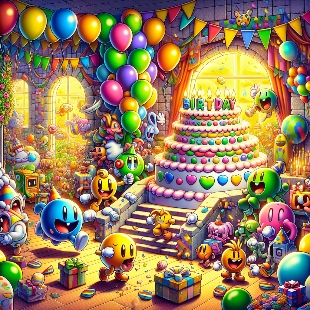 A bright, whimsical birthday scene emerges, evoking a sense of delight. A group of non-descriptive but engaging cartoon-like characters, each visible by their unique vibrant colors and shapes, frolic around a festively decorated room filled with balloons, joyful banners, and a colossal cake. The atmosphere is abundant with cheerfulness and has a touch of vividness that recalls the classic arcade and console games era. The characters engage in an amiable race, adding an element of excitement and thrill, celebrating the pleasure of warm-hearted competition and the joy of gaming nostalgia.
Generated with these themes: video games, running, marks and spencer.
Made with ❤️ by AI.