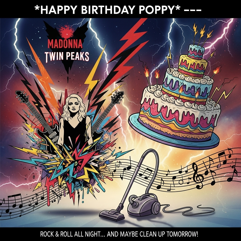 Madonna , Twin Peaks , Cake, Rock music , Housework , and Birthday Card