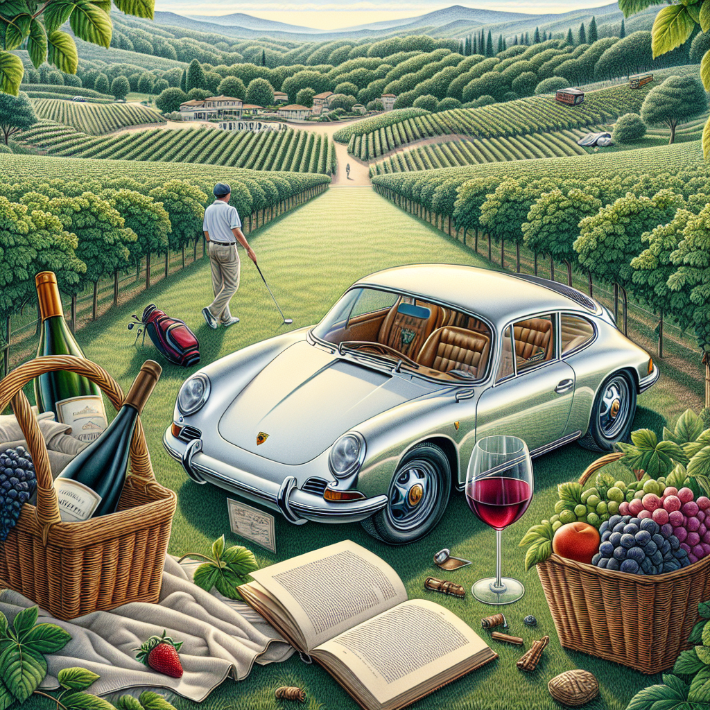 This detailed illustration portrays a blissful anniversary celebration nestled in the verdant landscapes of Italian countryside. A traditional, shiny Porsche perched at the frontier of a lively vineyard, its reflective surface complementing the linear arrangements of grapevines. Nearby there is an unsupervised opened book leaning against a basket brimming with rich, crimson wine, indicating at the recreational activities of a writer. In the distant background, there is an East Asian male golfer relishing his game, making a swing amidst the idyllic setting. The entire imagery radiates an atmosphere of serene delight corresponding to a special milestone celebration.
Generated with these themes: Countryside, Porsche, Books, Red wine, Author , Golfer, and Italy.
Made with ❤️ by AI.
