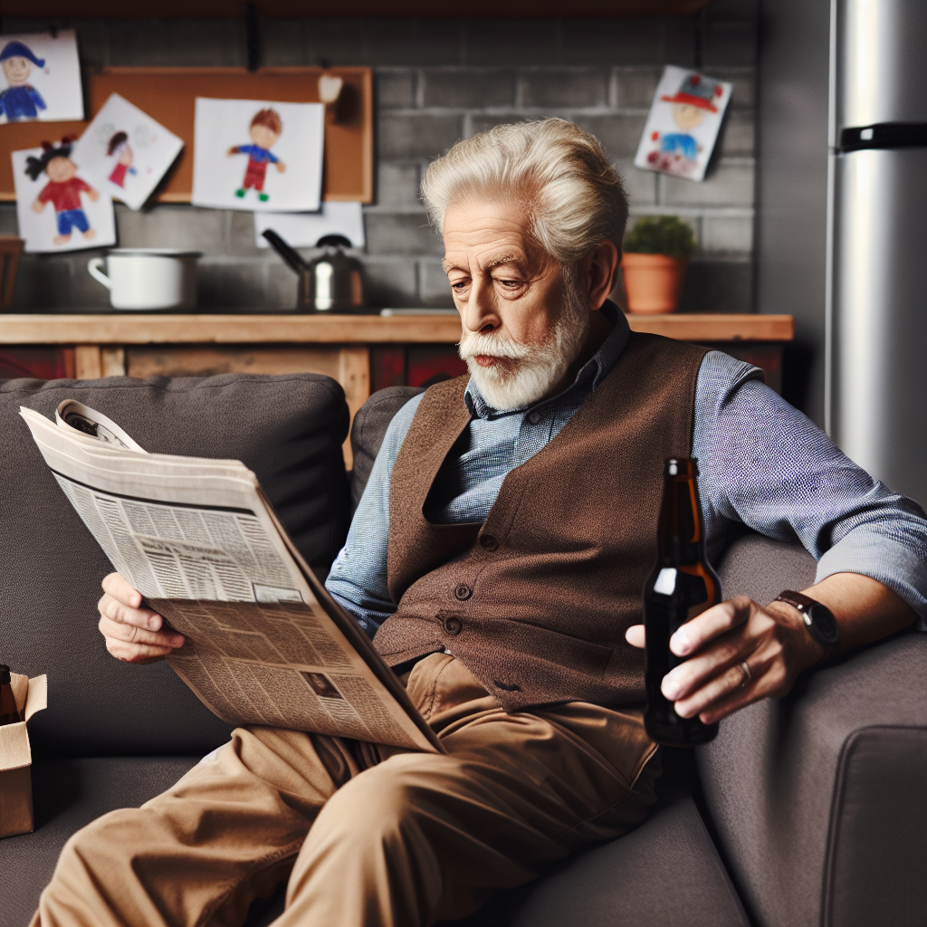 The picture encapsulates the essence of Father's Day. A senior man, a representation of wisdom and many years of life experience, sits comfortably on a plush sofa. He's engrossed in reading a daily newspaper, his eyes thoughtfully scanning the familiar pages. Nearby, a cooled bottle of dark beer sits within his reach, symbolising his particular palate and leisurely enjoyment. The room speaks of familial warmth, with children's artwork plastered on the refrigerator and a cozy throw blanket resting on the couch's arm.
Generated with these themes: Old man sitting on sofa, Reading the Daily Mail newspaper , and Drinking Newcastle Brown Ale.
Made with ❤️ by AI.
