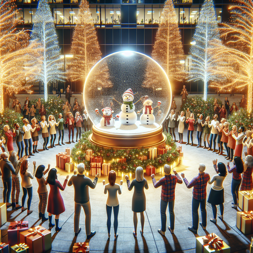 At the heart of Manchester's Media City, an office Christmas gathering is in full swing, adorned with illuminated trees. A giant snowglobe, dwarfing the merry crowd, showcases a festive panorama. Christmas crackers snap in the background as piles of wrapped presents await their jubilant recipients under the glowing boughs.
Generated with these themes: Christmas office party, Illuminated trees, Manchester, Media city, Illuminations, Presents, Christmas crackers, and Tiny snowglobe.
Made with ❤️ by AI.