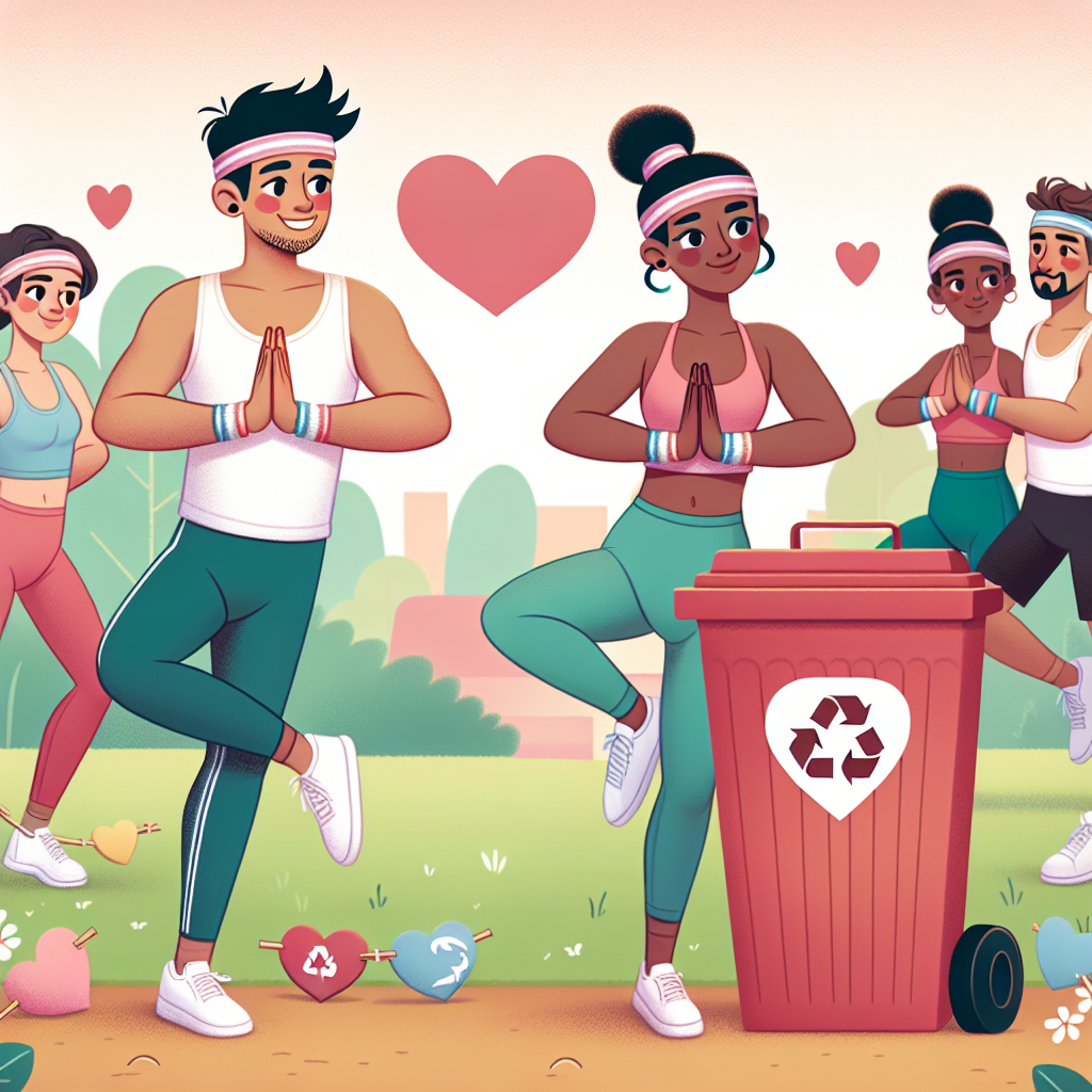 Illustrate a pastel-colored cartoon scene celebrating an anniversary. Include an endearing South Asian male and a Caucasian female couple in snug-fitting workout clothes executing yoga stances near a heart-shaped recycling bin. Accentuate the vitality of the scene by setting it within a park backdrop where other charming characters of diverse descents such as Hispanic, Black, Middle-Eastern, and White are seen jogging, sporting chic headbands and wristbands, thereby highlighting the co-existence of health and style.
Generated with these themes: Yoga, Recycling, Running, and Fashion.
Made with ❤️ by AI.