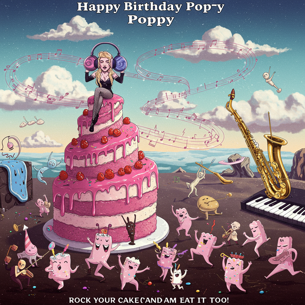 Madonna, Music, Cake, and Birthday Card