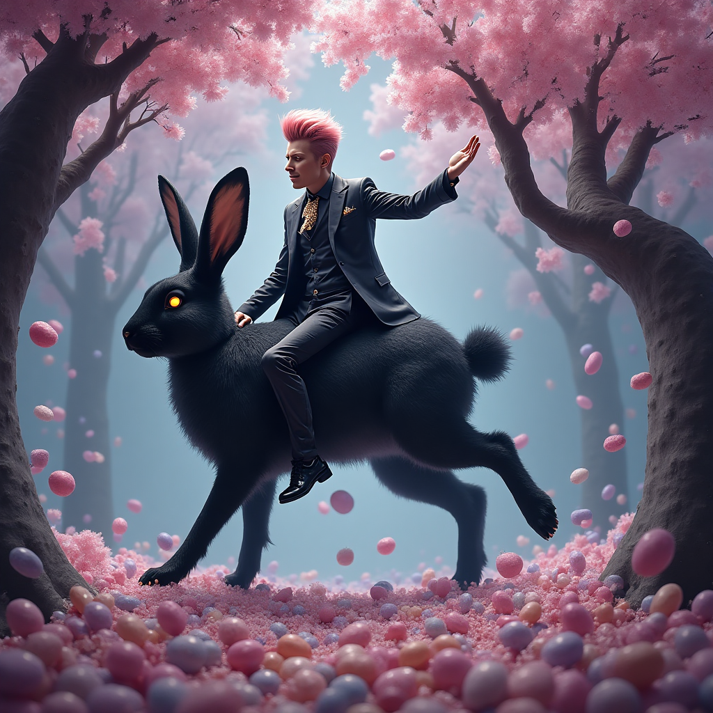 David Bowie, Rabbit, Cherry tree, 40th birthday , Sweeties, Gothic, and Birthday Card