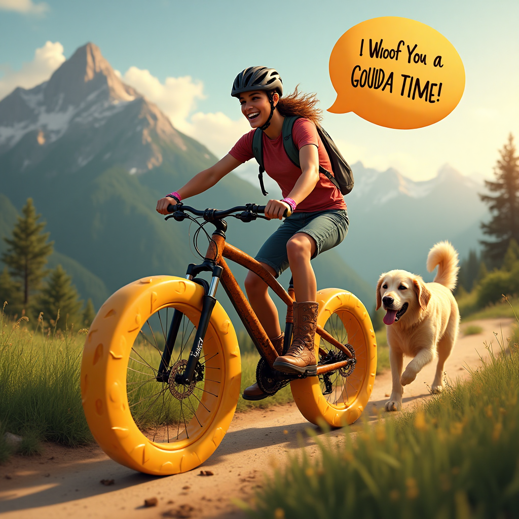 Mountain biking, cheese, dogs, cowboy boots, and Birthday Card