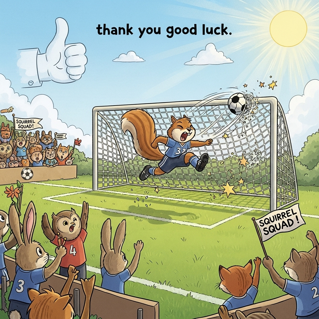 Football scoreing goals, and Thank-you Card