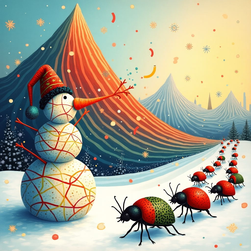 Insects, Snowmen, Mountain, Wageningen, Netherlands, and Christmas Card