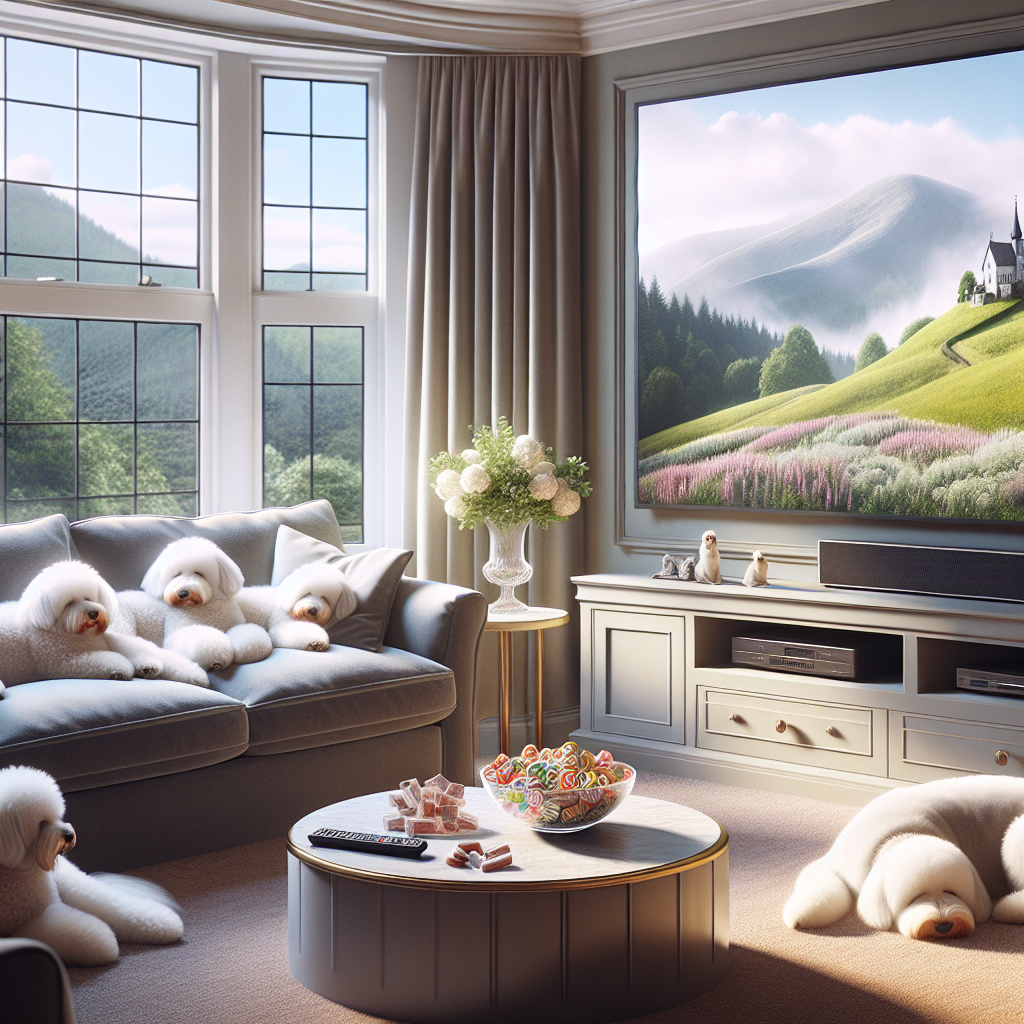 Imagine a comforting indoor atmosphere, featuring a large bay window that reveals a television screen. The TV showcases the quintessential hills from the classic film 'The Sound of Music'. In honor of Mother's Day, the room reverberates with the serene melody of the movie. Three white fluffy dogs are dozing off serenely on a plush carpet. Adjacent to them, a coffee table is beautifully arranged, and a bowl with Liquorice Allsorts adds a sugary element to this comforting scene.
Generated with these themes: 3 fluffy white dogs , Liquorice allsorts, and The sound of music film.
Made with ❤️ by AI.
