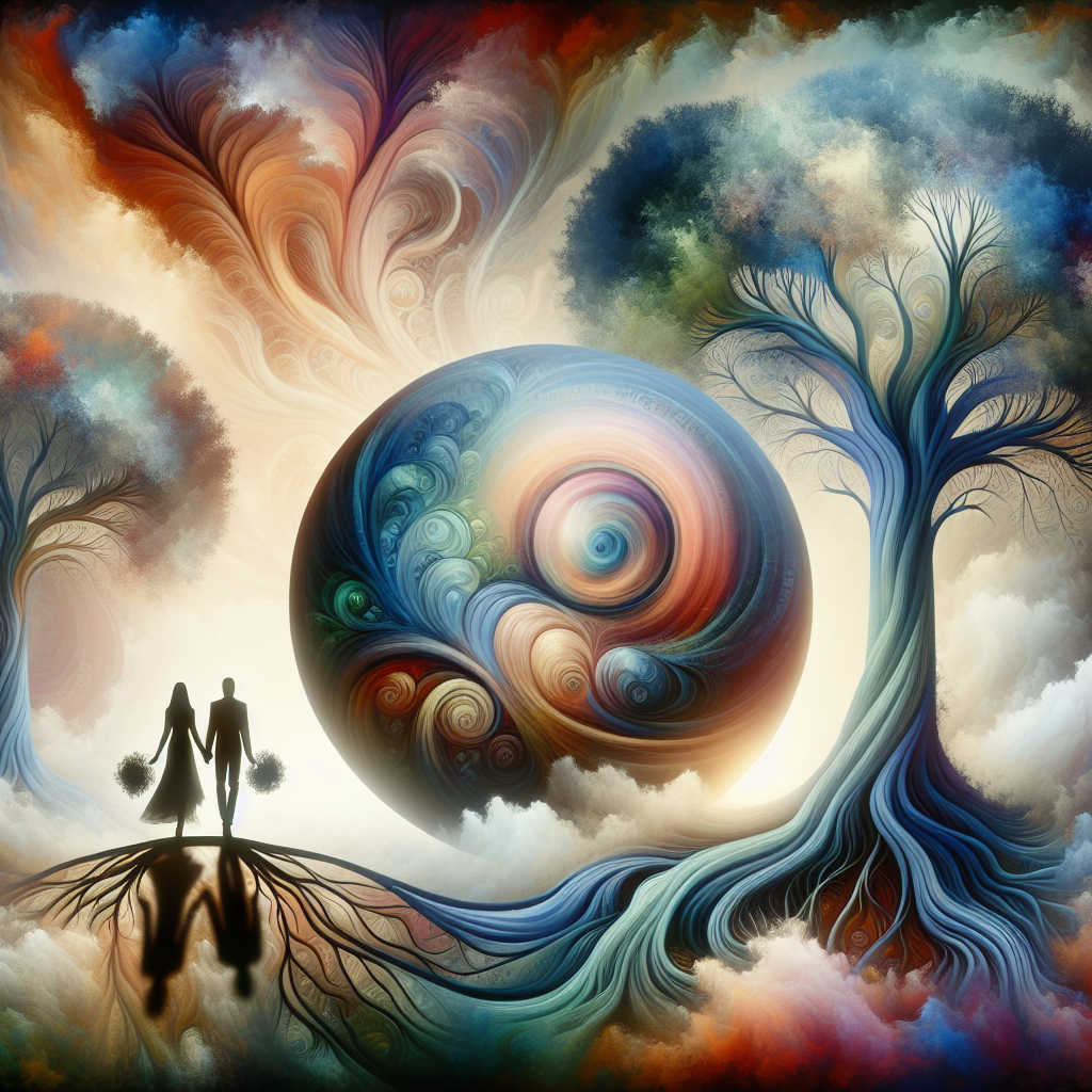 Create a surreal anniversary-themed illustration. Two ethereal trees rise from the corners, their roots and branches form intricate patterns that represent a union's strength and constant growth. At the picture's center, there's a sphere made of swirling colors and patterns, representing the convergence of art. Shadows of a couple's silhouettes blend into the sphere, symbolizing their togetherness and shared passion for art. The scene's background is a wash of dreamy colors, suggesting a timeless and extraordinary celebration of the couple's love.
Generated with these themes: Trees, and Art.
Made with ❤️ by AI.