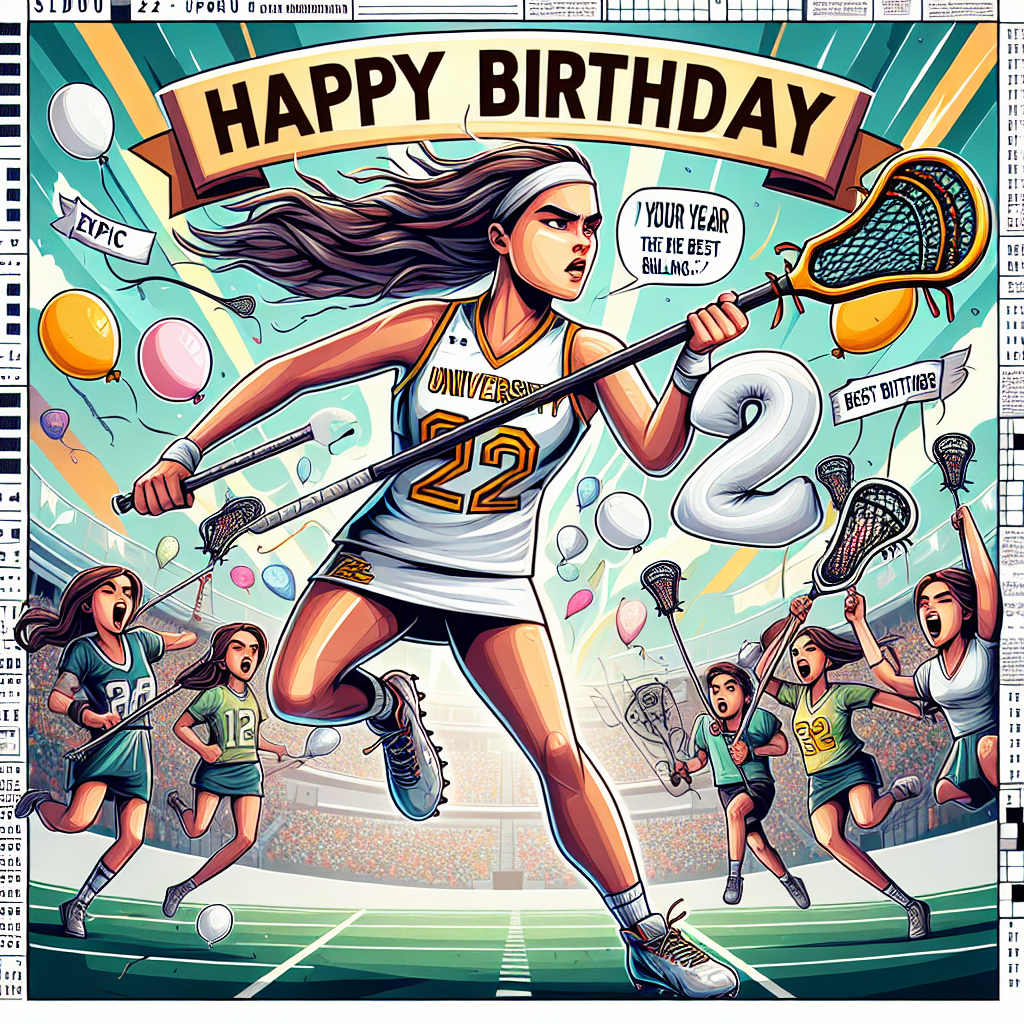 Happy Birthday Jasmine, Lacrosse, Cambridge, Best sister, 22 years old, Epic, Playing lacrosse, Newspaper puzzles, Lacrosse captain, Sporty, and Running Birthday Card