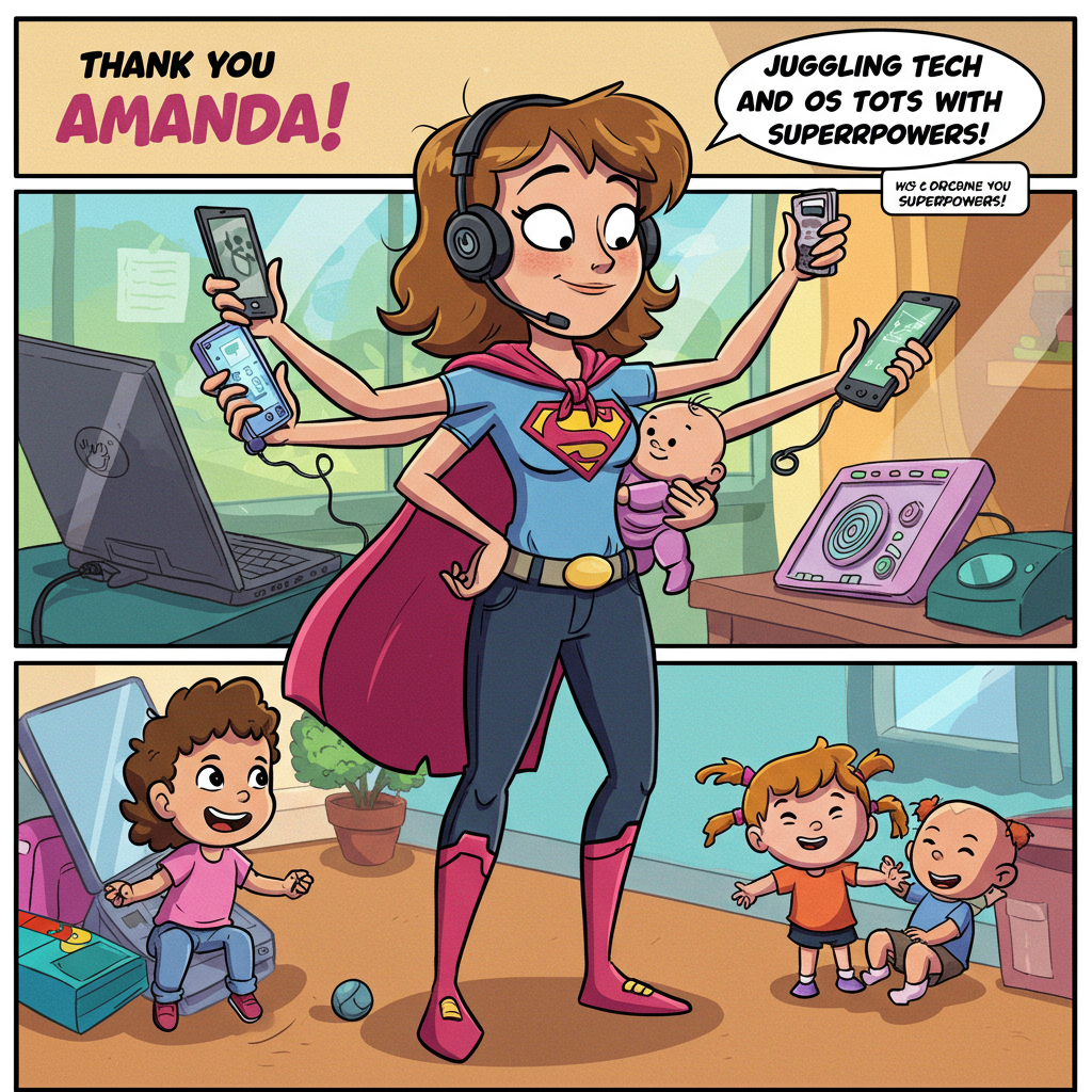 Investing in technology and being a super mom, and Thank-you Card