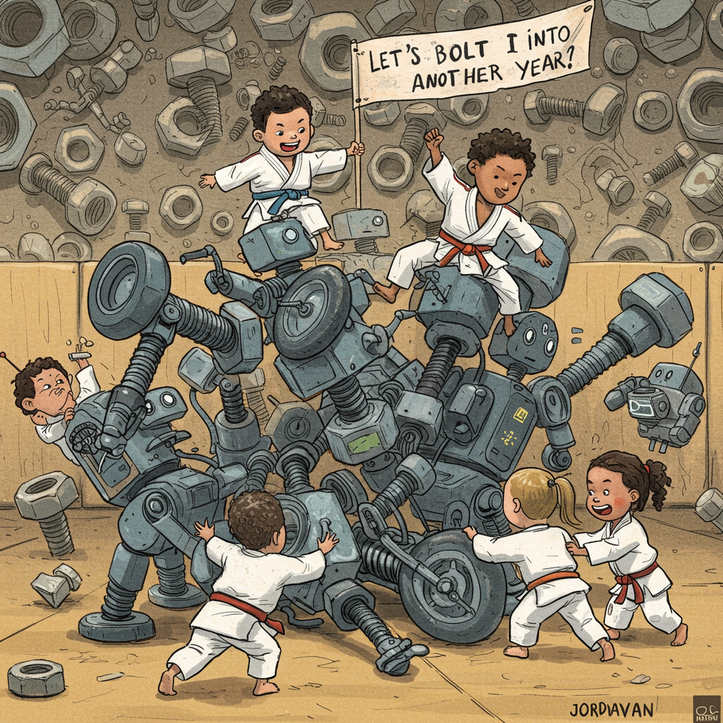 Judo, nuts and bolts, kids, electric bike, and Birthday Card