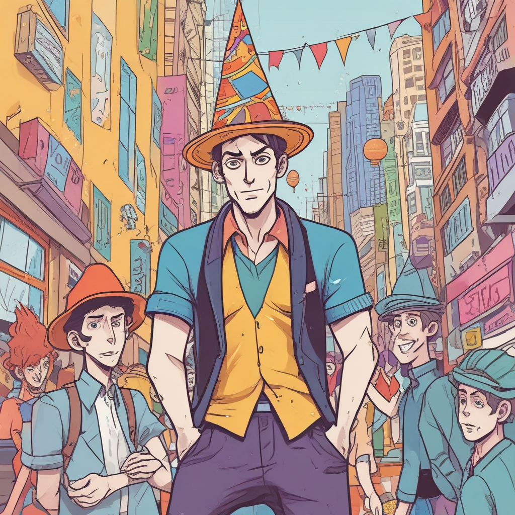 Abstract Funny, For a jovial birthday scene, let's create an abstract, eccentric blend of urban architecture and anime-like illustrations. At the middle, depict a birthday boy with a strong caricature style, wearing a comical party hat. Flank this character with two generic, muscular, comic book-type characters, also sporting party hats, who do not represent any copyrighted characters but have an anime feel. Add a lively figure entering the scene with bright streamers that twist and turn through a city landscape that blends real-world architecture with fun, dream-like elements. In the background, incorporate abstract shapes that convey a mild spooky atmosphere, teasing a playful sense of risk- it's a nod to a sibling's daring nature.
Generated with these themes: Brother, Josh, Goku, Saitama, Narauto, Cities, Danger, and Horror.
Made with ❤️ by AI.