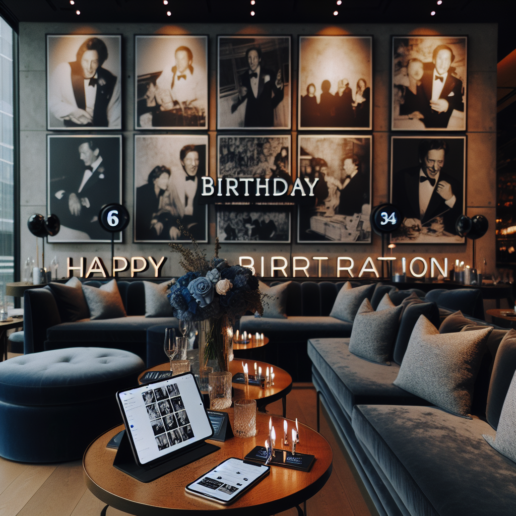 A chic, urban lounge sets the scene, adorned with a blend of deep blues and grays exuding a solemn sophistication. A custom-made banner spans the wall, boasting 'Happy Birthday' in a modern typeface. Complementing it is a montage of black-and-white photographs capturing candid moments with loved ones, contributing a touch of nostalgia. Strategically placed tablets and smartphones stream a live social media feed where guests interact using the hashtag #RealisticCelebration, sharing pieces of the event in real time. The well-planned itinerary allows for a moment of reflection on aging, followed by a toast celebrating the enduring youth and a heartfelt acoustic performance of a popular hit song, harmonizing with the room's intimate mood.
Generated with these themes: Social media , Organisation, and Harry styles.
Made with ❤️ by AI.