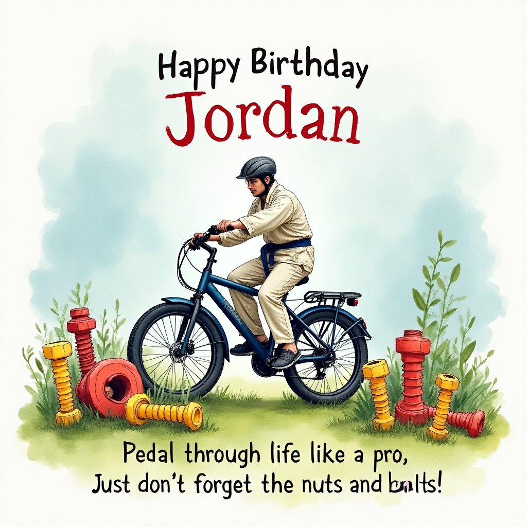 Electric bike, nuts and bolts, judo, and Birthday Card