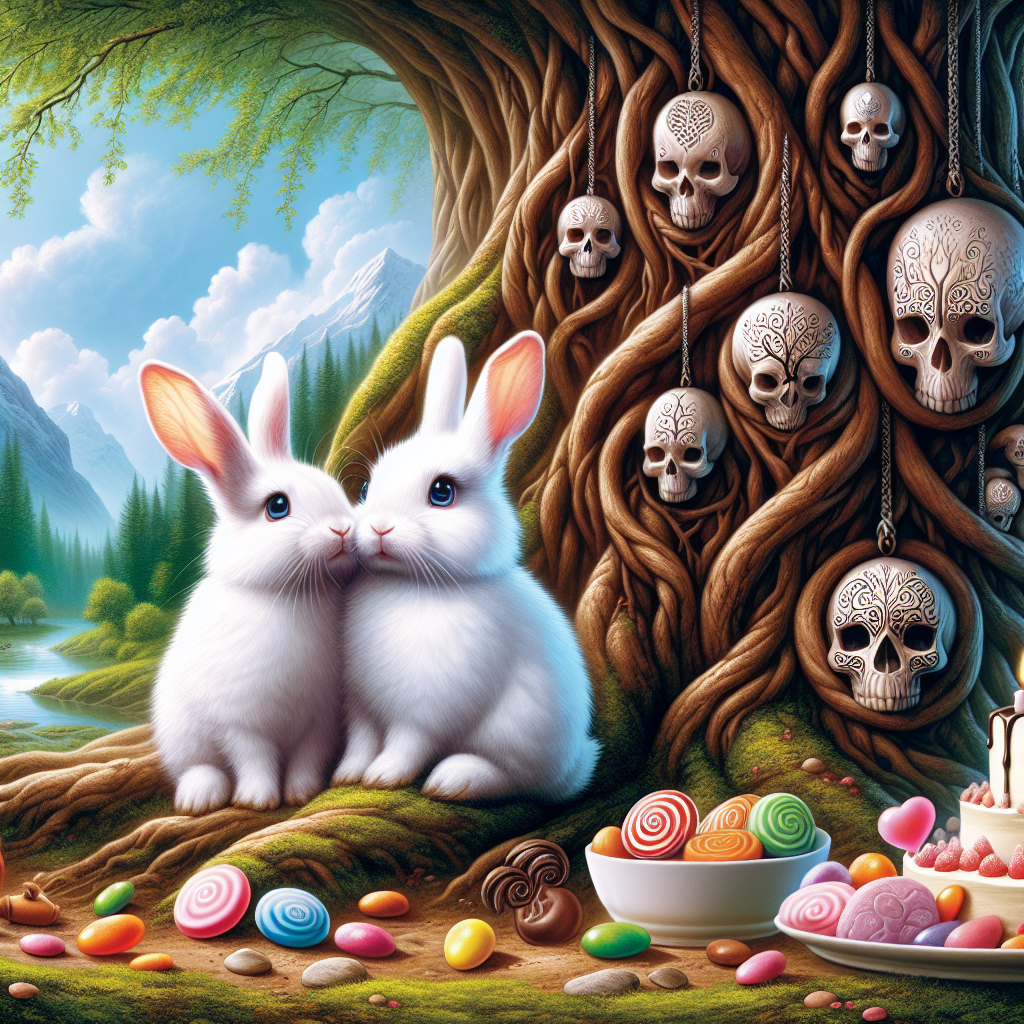 Himalayan rabbit, Love, Skulls, Sweets, and Trees Anniversary Card