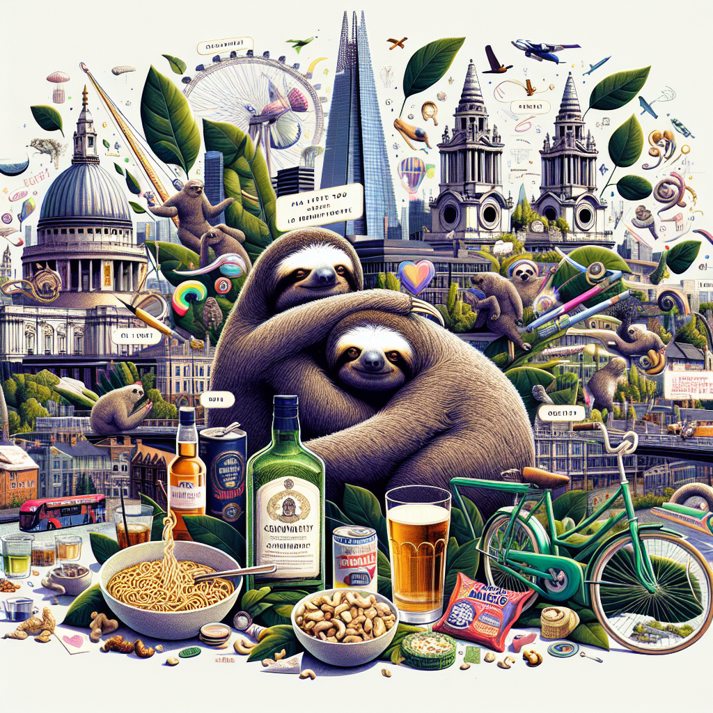 Render an abstract birthday card that incorporates elements of the breathtaking London skyline, including notable landmarks like the Shard and St. Paul's Cathedral, imbued with a sense of enchantment. At the center, depict two sloths nestled together, their stance illustrating companionship. Essentials of comfort, symbolized by whisky and instant noodles, should be part of the composition alongside green leaves conveying a sense of relaxation. Footnote this sentiment with the depiction of a meditating person. Further more, include an image featuring a bowl of peanuts and a packet labeled 'Magic Masala', representing tantalizing snacks. Off to one side, illustrate a vintage green bicycle poised as if ready for an upcoming journey. Include an image of a music speaker, beating with celebratory rhythm, and the tender words 'I love you' and 'Happy birthday', floating above everything, adding to the overall theme of affection and festivity.
Generated with these themes: Whisky, Cannabis, Two sloths cuddling, Meditation, Instant noodles, Peanuts, Music speaker, I love you, Happy birthday, Great view of london shard in middle and st pauls cathedral, Green bicycle , and Magic masala.
Made with ❤️ by AI.