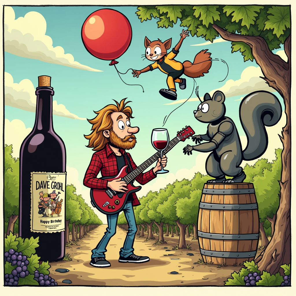Dave Grohl , Astro bot, and Wine Birthday Card