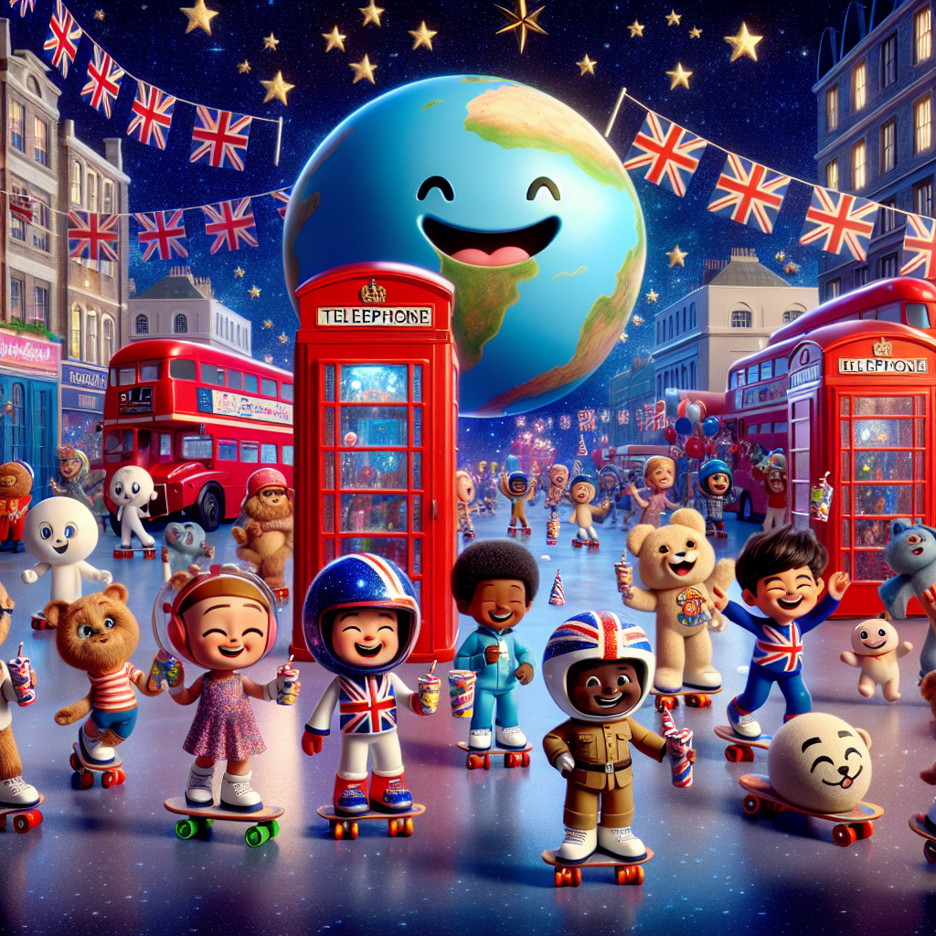 Visualize an amusing party scene in space with a backdrop of glittering stars and cartoon-style planets displaying charming smiles. The main setting is an animated version of a classic London street party, where iconic red telephone boxes and double-decker buses are vibrantly adorned with Union Jack banners. Animated bubble tea characters, each possessing unique and bubbly personalities, interact with the crowd, raising their glasses in celebration of a birthday. Children, of diverse descents and mingling together, breezily roller-skate past, sporting gear festooned with the British flag. The center of attention, a Middle-Eastern toddler celebrating his birthday, is amusingly engaged in play with an inflatable globe. His party hat is an innovative mix of a rocket and the traditional British guard's bearskin, symbolically merging the themes of space and London into a fantastic blend.
Generated with these themes: Planets, Bubble tea, Roller skating , London, Union Jack , and Baby brother.
Made with ❤️ by AI.