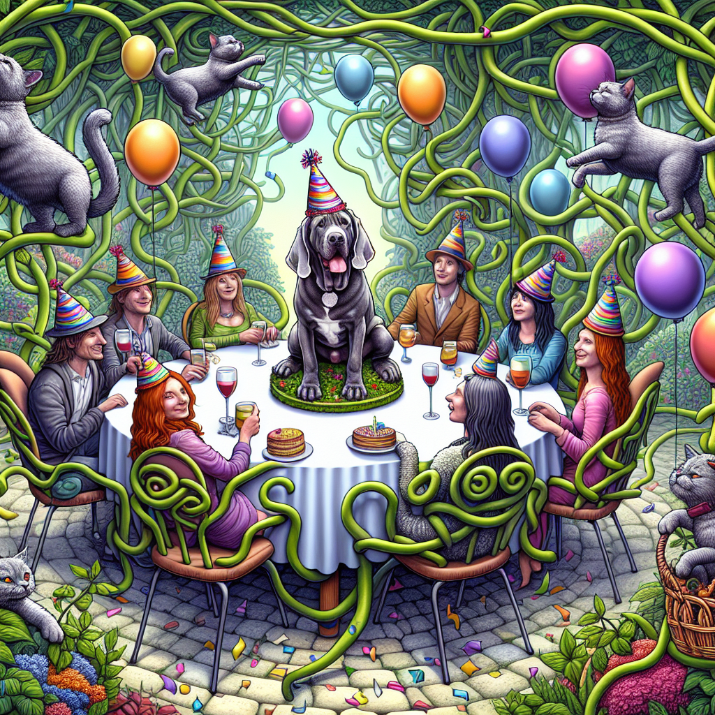 Bracco Italiano, Grey cats, Plants, and Friends Birthday Card