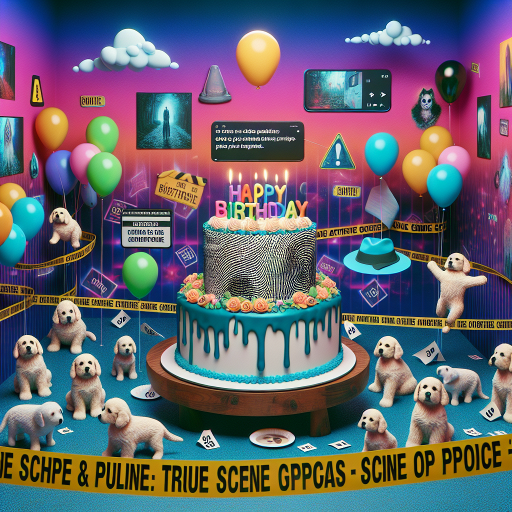Imagine a unique birthday celebration set in a dreamscape that merges reality and fantasy. It features hyper-realistic backgrounds designed to disorient the viewer. True crime podcasts play subtly in the ambiance, appealing to fans of the genre. Unusual clusters of balloons resembling spectral figures hover nearby, and crime scene tapes replace traditional party streamers. At the heart of the party, there's an intriguing birthday cake decorated with fondant fingerprints and edible decorations that mimic crime scene evidence. A humorous touch is added with a 'puppy police lineup', where cute dogs are dressed in costumes, creating an unusual blend of the eerie and adorable.
Generated with these themes: True crime, Horror, and Puppies.
Made with ❤️ by AI.