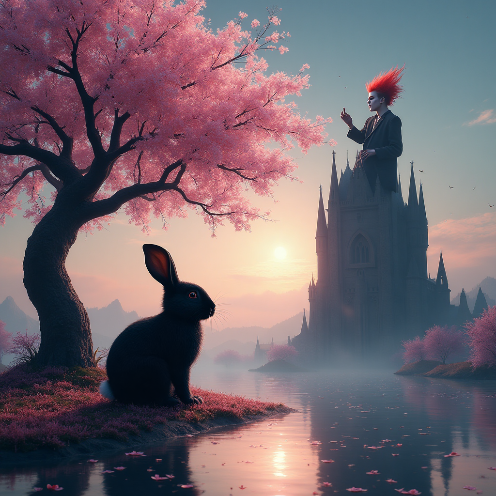 David Bowie, Black rabbit with white nose, Cherry tree, Gothic, Sweeties , and Birthday Card