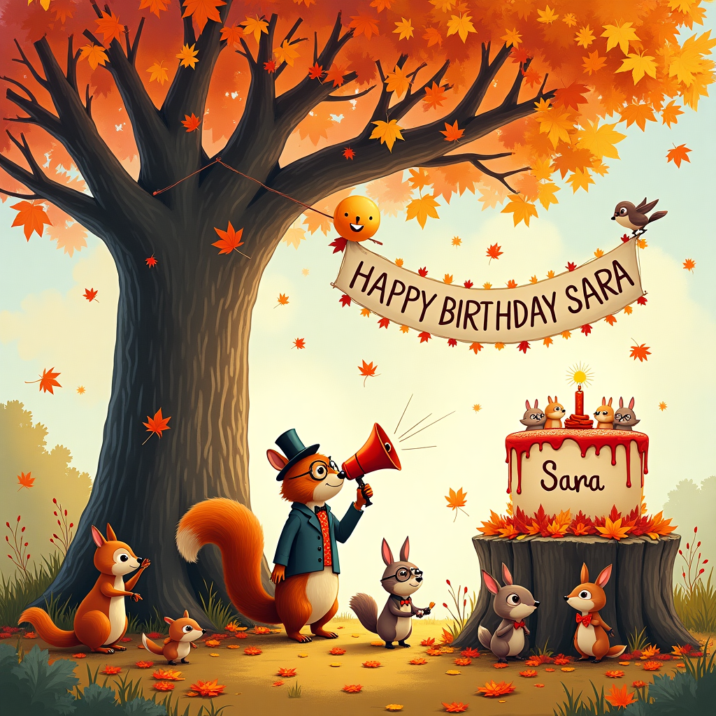 Fall leaves Birthday Card