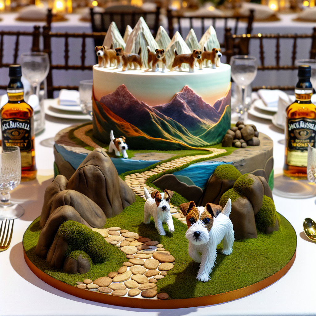 Visualize a lively birthday celebration set amidst a life-like representation of a mountainous region. The table boasts decorative elements that mirror a path often travelled by mountain hikers, interspersed with lively models of Jack Russell terriers that seem to scamper through the guests. A beautifully designed cake holds the center stage, featuring layers that imitate the earth-hued trails of the mountains. Toppers of eatable whiskey bottles introduce an element of mature elegance to the otherwise adventurous theme.
Generated with these themes: Mountain walking, Jack russels, and Whiskey.
Made with ❤️ by AI.