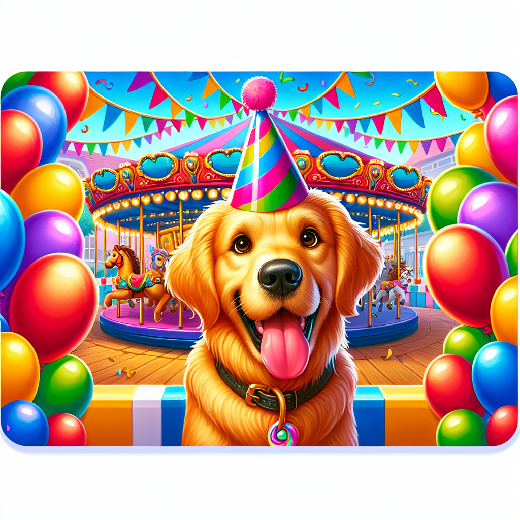 Generate a vibrant, birthday-themed illustration of a golden retriever dog gleefully exploring a festive theme park. The park should be heavily decorated with colorful balloons and streamers to give it a festive feel. The golden retriever should be distinguishable by its playful party hat. In the foreground, place the gleeful dog, and in the background, put a merry carousel. The overall scene should radiate a joyful birthday ambiance.
Generated with these themes: Golden retriever dog at a theme park .
Made with ❤️ by AI.