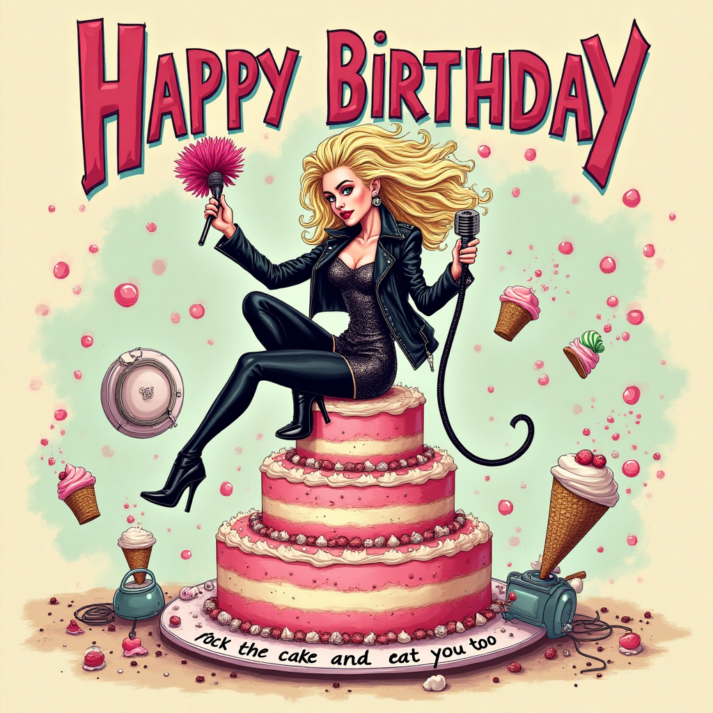 Madonna , Housework , Cakes, Ice cream , Rock music , and Birthday Card