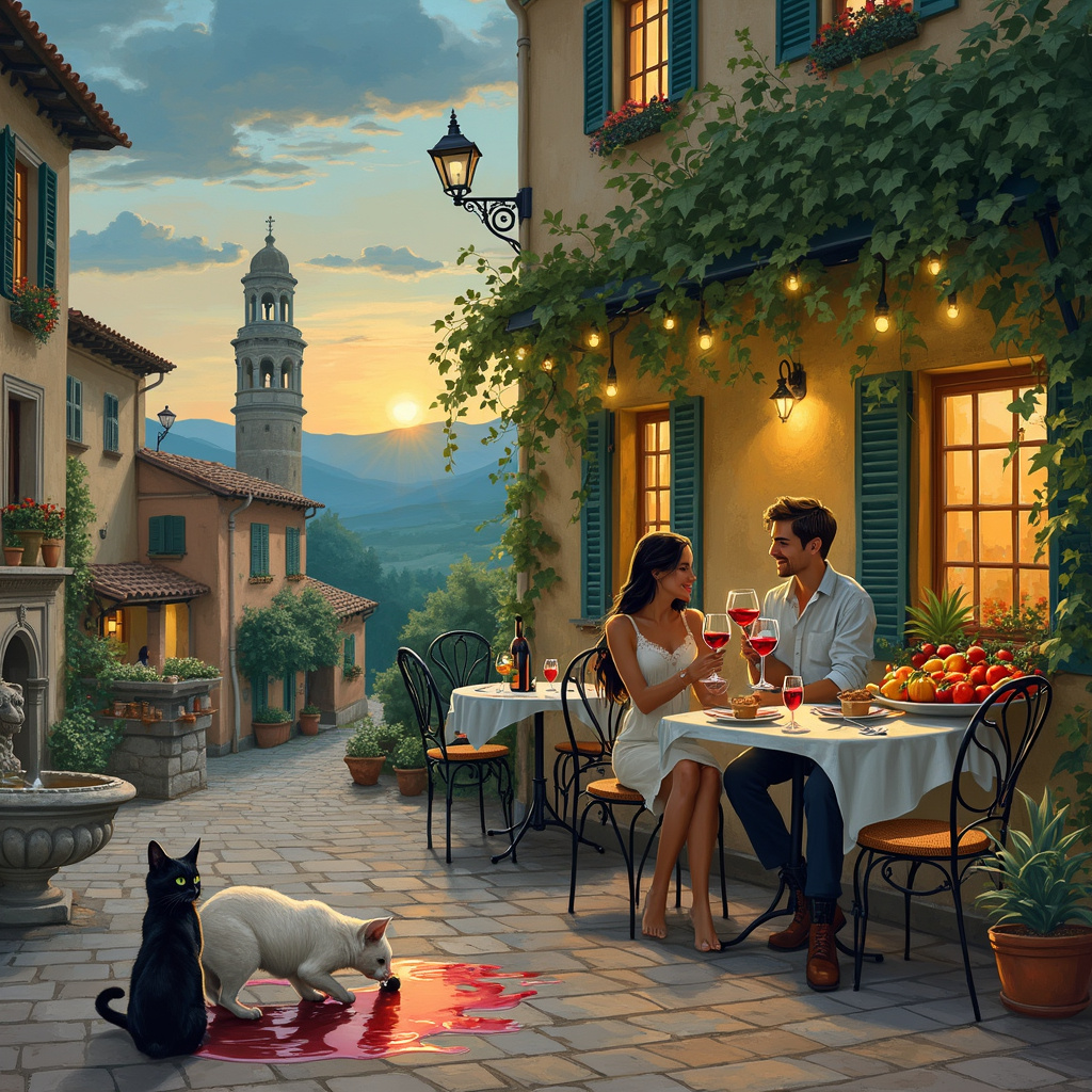 Italy , Wine, and Cats Anniversary Card