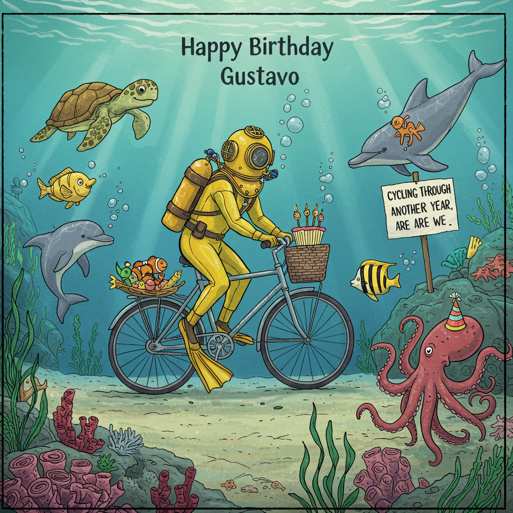 Scuba diving, Biking, and Birthday Card