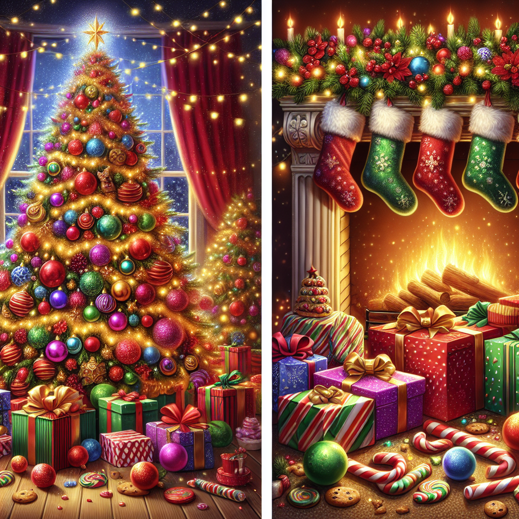 Conjure the magic of Christmas in this illustrated card, where a beautiful Christmas tree adorned with baubles and fairy lights takes center stage, with heaps of colorfully wrapped presents waiting underneath. A classic fireplace with stockings brings warmth to the scene, while Christmas cookies and sweets are scattered in the foreground, promising joyous indulgence.
Generated with these themes: crea una cartolina natalizia con Albero di natale, doni, caminetto e dolcetti.
Made with ❤️ by AI.