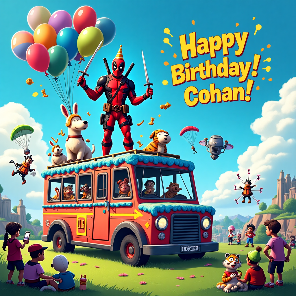 Fortnight deadpool Birthday Card