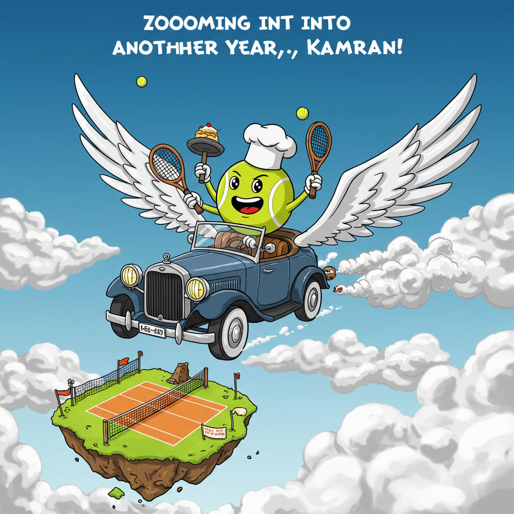 Flying, Tennis, Cooking, Vintage Car, and Birthday Card