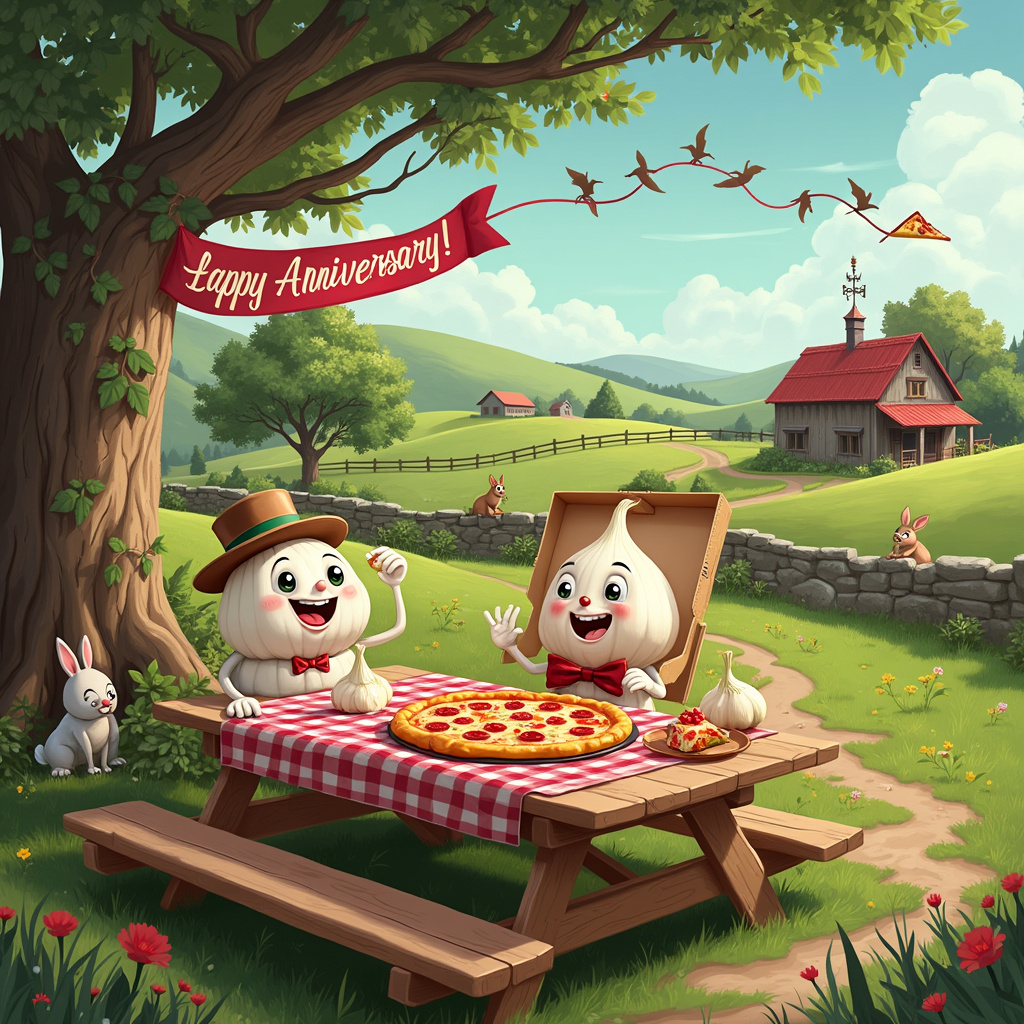 Garlic sauce, Papa Johns pizza, and Countryside Anniversary Card