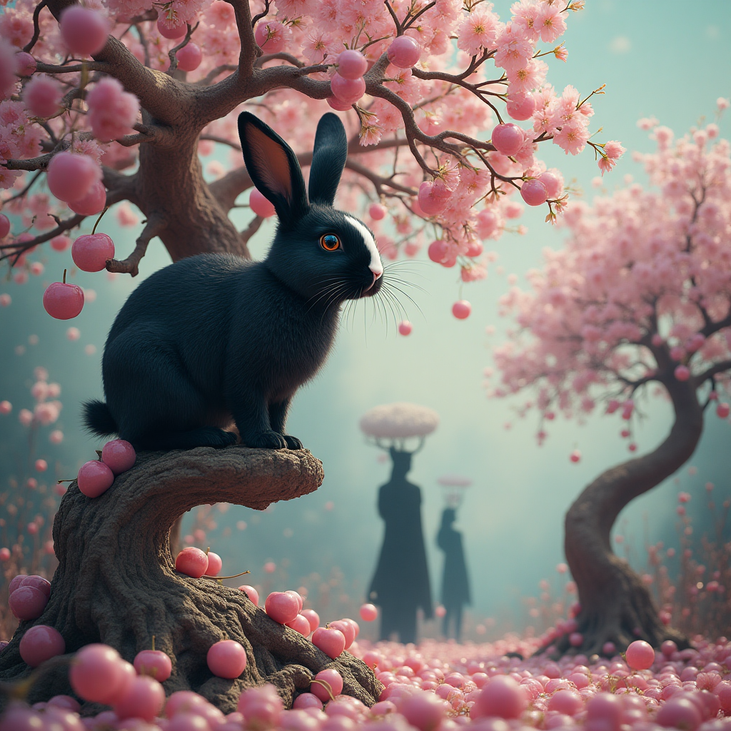 David Bowie, Black rabbit with white nose, Cherry tree, Gothic, Sweeties , and Birthday Card